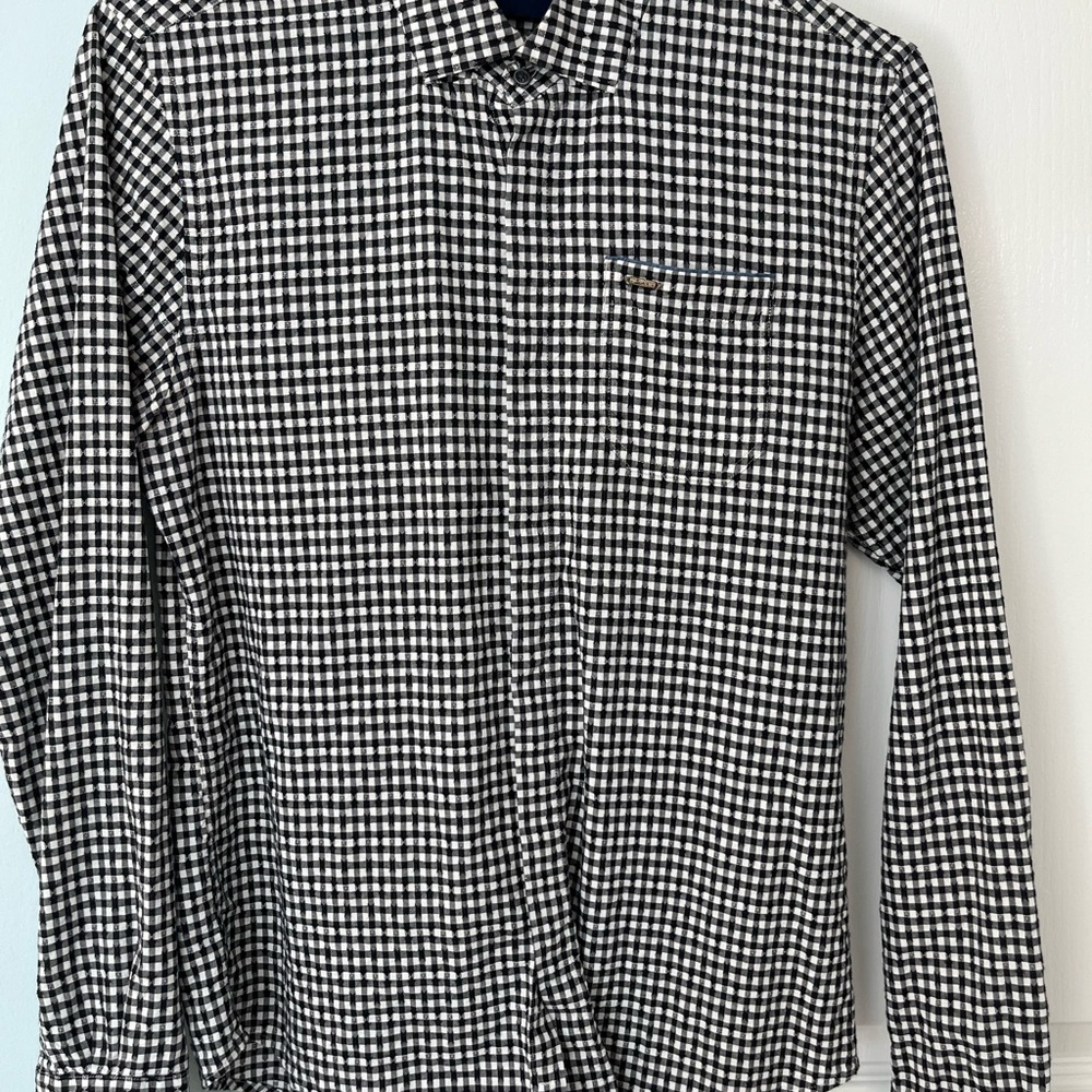 Scotch and Soda Black and White Checkered Men's Shirt (Medium)